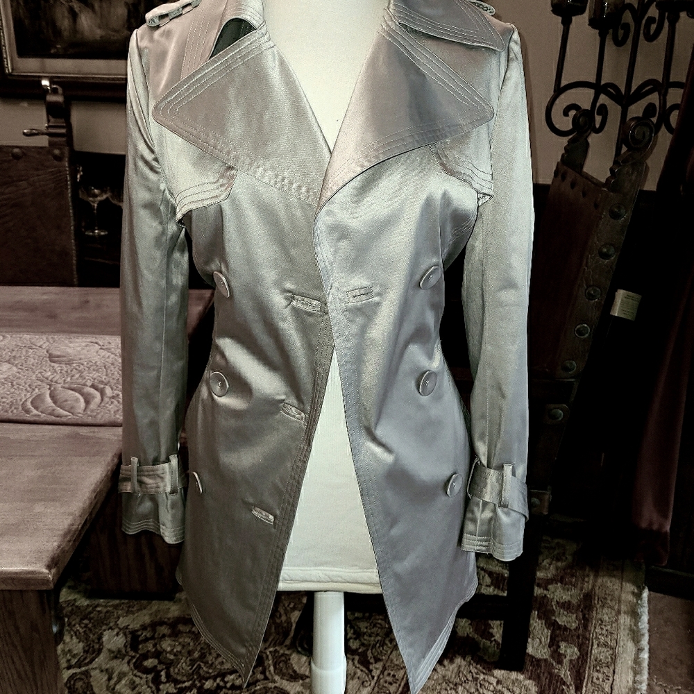 Silver trench coat